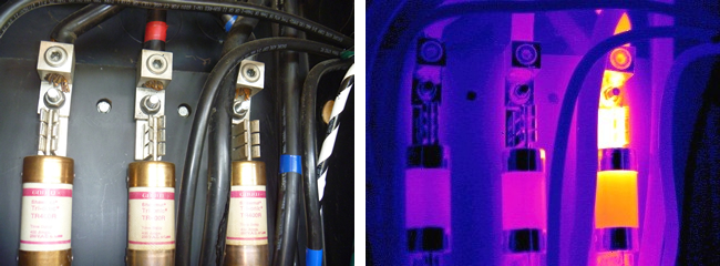 Thermography shows critical heat problem in main feed fuse clip